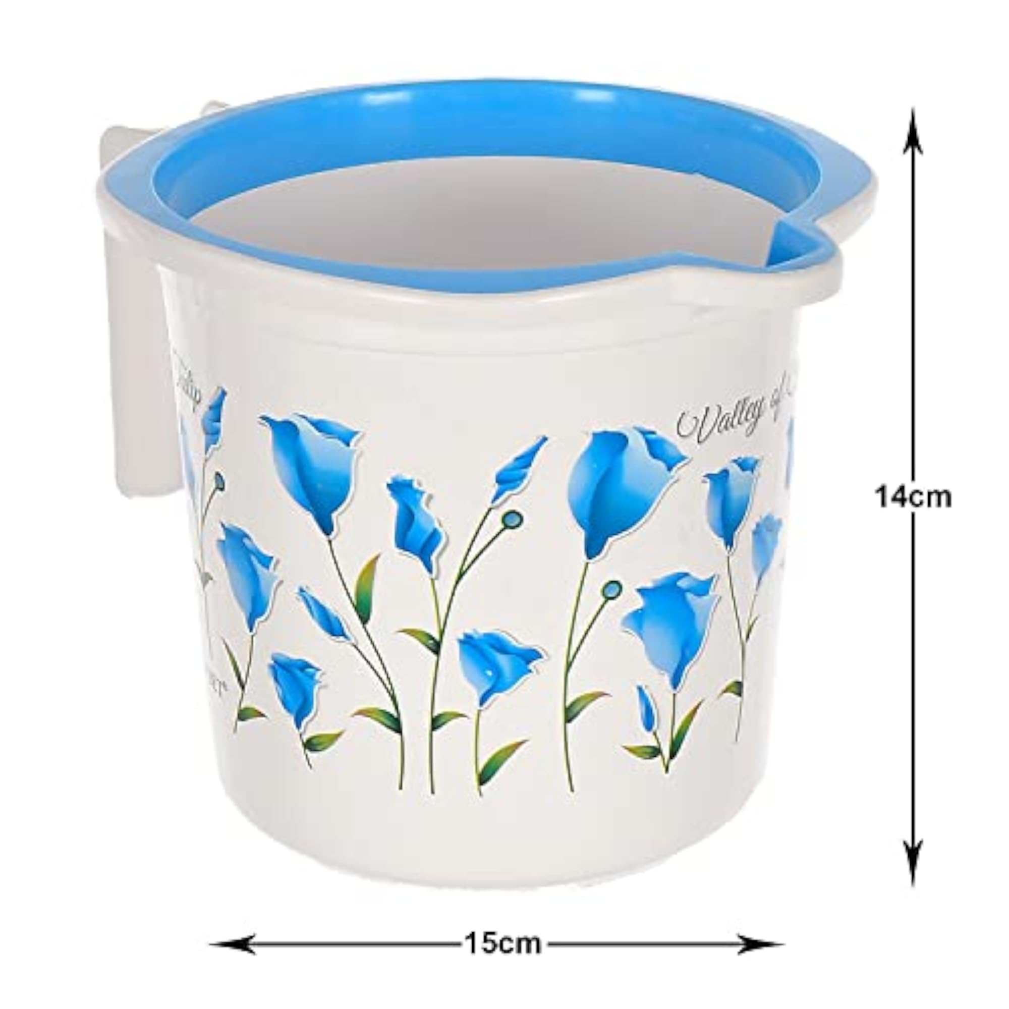 Floral Print Plastic Bathroom Mug, 1.5 Litre, Pack of 2