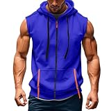 Sudadera sin mangas con capucha para hombre, cremallera, camiseta tipo tank, con cordón, de baloncesto, para verano, transpirable, deportiva, con bolsillo frontal, ligera, cómoda, atlética, para el