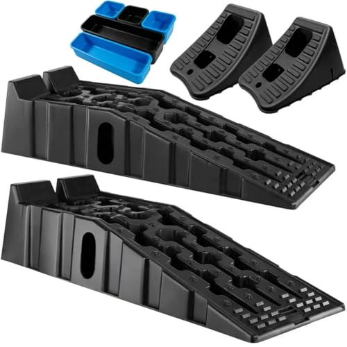 Heavy Duty Car Ramps for Oil Changes, 16000LBS GVW Capacity