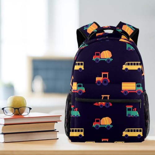 Sac à dos d'école multicolore à motifs de voiture 29x20x40cm