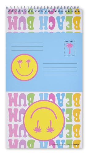 Image of iscream Fold and Send Girls Stationery Card Pad with Seals - Beach Bum | 40 Pack, Cute Design, Spiral Bound, Large 10.5 inch x 5.75 inch Cards, Coordinating Sticker Sheets, Fold and Send, Summer Camp Ready