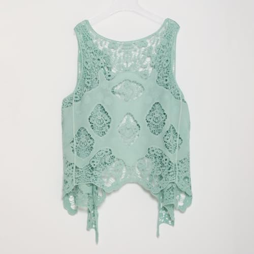 Image of JASTIE Women Open Stitch Cardigan Boho Sleeveless Hippie Summer Hollow Out Solid Crochet Vest