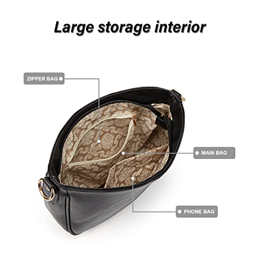 Image of Hobo Crossbody Bags for Women Trendy Shoulder Purses PU Retro Handbag with 2 Types Shoulder Straps