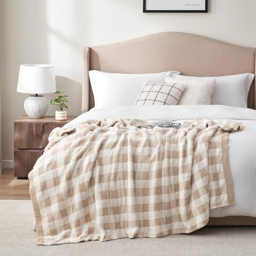 Snuggle Sac Manta Térmica Tejida Cuadros Beige 50x60 Pulgadas miniatura 2