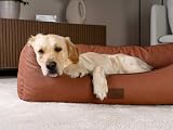 TrendPet Runa, Orthopädisches Kunstlederbett für Hunde, modisch in Kupfer und Grau (Kupfer, 100x75x30 cm)
