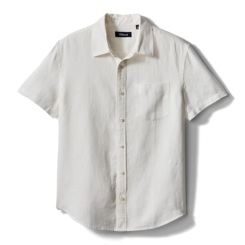 Huckberry Wills Short Sleeve Isles Linen Shirt Mens Button Down Shirts Classic White Large