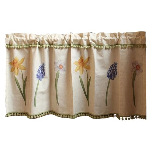 STHOYN Algodón Y Lino Cortinas Cortas Cocina Para Uso Doméstico Cortinas De Gabinete De Cocina Cortinas Debajo Del Fregadero Para Escritorio De Aula A Prueba De Polvo(135 * 125cm)