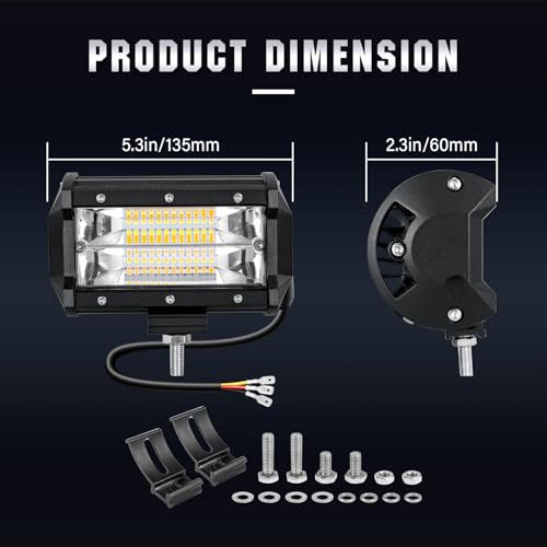 Phare de travail LED stroboscopique RIGIDON 72W 12V 24V orange et blanc pour SUV 4x4 - 2