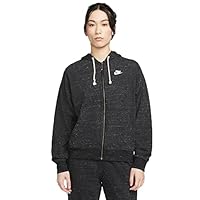 Nike Women's Sportswear Gym Vintage Full-Zip Hoodie, Black/White, X-Small