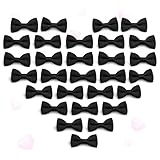 30Pcs Black Mini Bows for Crafts – Small Bows for Crafts & DIY Projects, Elegant Gift Wrapping & Party Preparations – Mini Bow Ties Set to Style Bottle Designs, Hair Accessories & Gift Embellishments