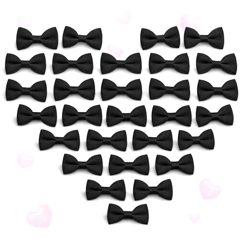 30Pcs Black Mini Bows for Crafts – Small Bows for Crafts & DIY Projects, Elegant Gift Wrapping & Party Preparations – Mini Bow Ties Set to Style Bottle Designs, Hair Accessories & Gift Embellishments