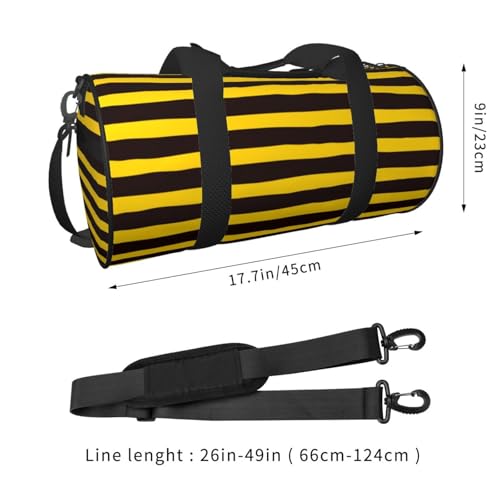 Bee Stripe Print Travel Duffle Bag, Sports Gym Bags for Women Men, Carry On Weekender Overnight Personal Item Travel Bags2