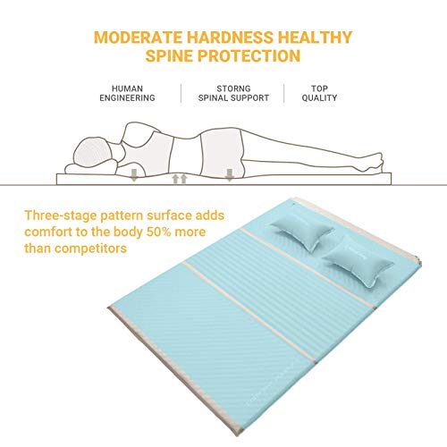 KingCamp Camping Mattress Backpacking Sleeping Pad Self Inflating Sleeping Pad with 2 Pillows for Hiking Camping Gear Double Beige - Thumbnail 4