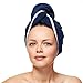 Produktbild Sowel® Haarturban aus 100% Bio Baumwolle, GOTS zertifiziert, Turban Handtuch mit Knopf, Damen, Navy/Grau