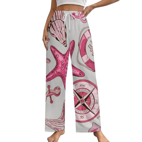 Pantalon de pyjama femme à poches Coquillage Étoilé bas de nuit élégant taille S