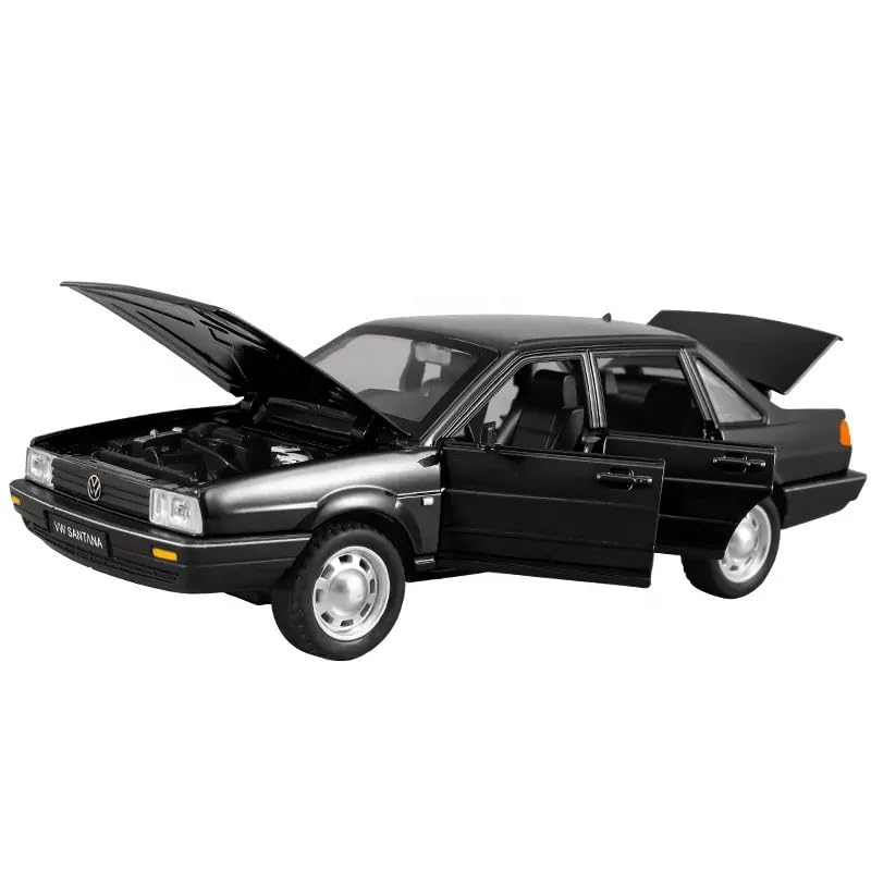 Image of Alokik Enterprise Compatible for 1:24 Volkswagon Santana Toy Car Model, Diecast Collectible Pull Back Model Car with Sound and Light, Toy Gift Vehicles for Adults Kids Boys Girls【Black】