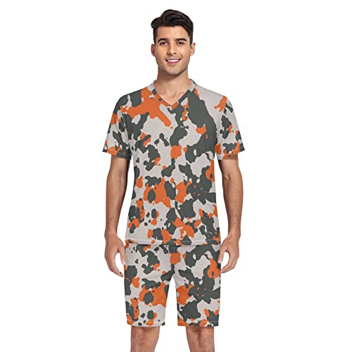 Men Short Pajama Set, 2PCs Sleepwear Top & Bottom PJ Set with Pockets(S-2XL)4