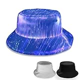 Boldforge LED Fiber Optic Bucket Hat for Women & Men - 7 Colors - Light Up Hat - Rave Accessory - Festival Gear - Party Hat - Wedding Hat - Mardi Gras - USB Rechargeable - White