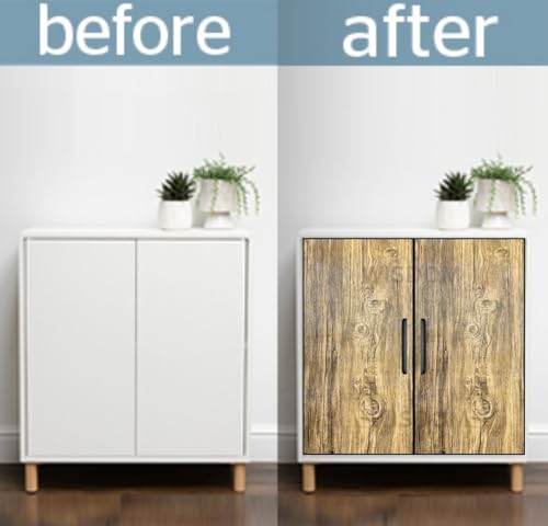 Image of WISDOM Wood Wall Paper Self Adhesive Shelf Liner Wood Paper for Wall Cabinet Liner Dining Room Wallpaper (24x48 Inch)