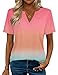 Zeagoo Shirts for Women Short Sleeve Cute Casual Blouses 2026 Fashion Summer Clothes Business Work Top Pink L