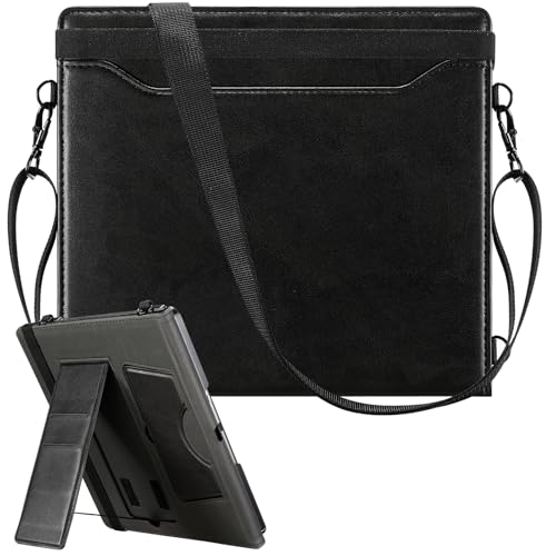 E NET-CASE Case for Remarkable Paper Pro 11.8 inch(2024 Release),Premium PU Leather with Card Slot and Pen Holder and Auto Sleep/Wake,Shoulder Strap Cover (Black vs Brown)