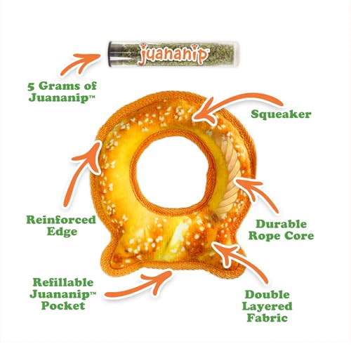 Image of Doggijuana Twisted Pretzel & Pretzel Ring Dog Toy Bundle | 2 Pack, Squeaky | Refillable squeaky plush dog toy + organic calming catnip; eases anxiety, stress & storms; drug-free, hand-harvested