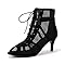 Générique Heels Dance-Class Bootie Sandales à Talons Hauts Escarpins Escarpins Noir Mesh Stiletto Talons Hauts Sandales à Lacets avec Bouche de Poisson Chaussures de Danse (Black-7cm, 38)
