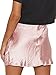 LYANER Women's Satin Lace Trim Split Hem Zipper High Wasit Mini Short Skirt Champagne Pink Large