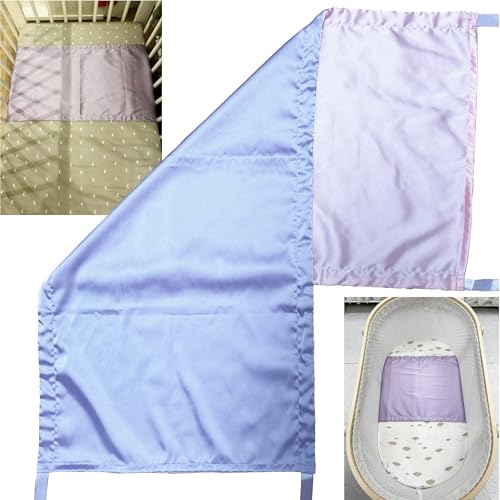 Image of AKISS Satin Crib Sheet Pillow Cover Silk Bassinet Cradle Slip Reversible Use for Baby Girls Boys (Macaron Pink & Lavender)
