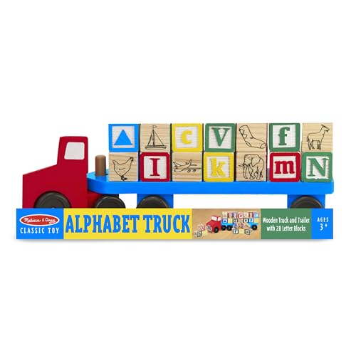 Image of Melissa & Doug Alphabet Blocks Wooden Truck Educational Toy (Pack of 12)