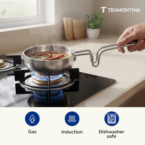 Image of TRAMONTINA Aeion 12cm Tri-Ply Stainless Steel Tadka Pan