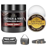 SHABEIBEI Leder Reparatur Set Dunkelgrau mit 200ml Lederfarbe & Lederpflegeöl – Lederpflege & Farbauffrischung für Sofa, Ledercouch, Auto, Schuhe & Möbel – Reparatur bei Kratzern und Verfärbungen