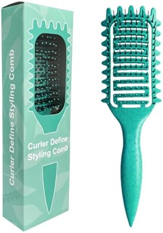 Curl Defining Brush, Vented Curly Hair Brush Defining for Shaping and Defining Curly Hair for Women and Men (Green)