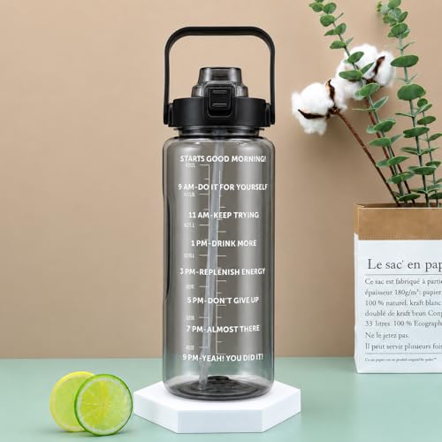 Image of Transparent Water Bottle 2000ML with Motivational Time Marker | Leak Proof&Break-Proof 2 litre water bottle | Best Usage For Office /School /Gym /Travel Water Bottle