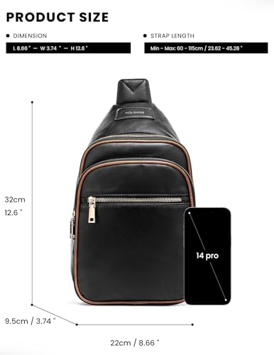 molshine Sling Crossbody Bag, Fashion Chest, Casual PU Leather Shoulder Bag for Men Women Work Travel Hiking Sport Cycling2