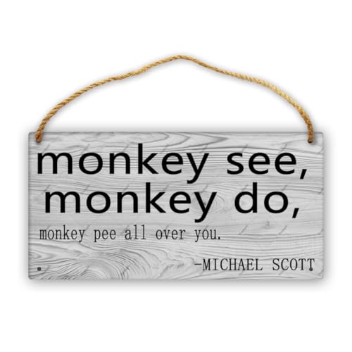 Monkey See, Monkey Do,Monkey Pee All Over You. Wall Art Sign Family Hanging Wall Sign Wooden Hanging Wall Sign Rustic Wood Hanging Decor Wall Decoration For Home Outdoor 12 X 6 Inch