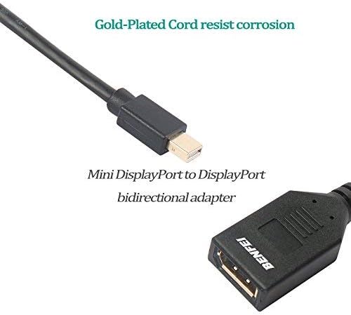 Benfei Mini DisplayPort to DisplayPort Adapter (Mini DP to DP) in Black - 4K Resolution Ready - Thunderbolt | Thunderbolt 2 Port Compatible