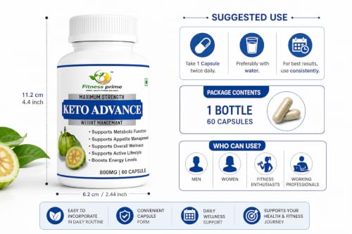 Image of Keto Advance 800mg Capsules for Weight Management | 60 Capsules | Metabolic Function Support | Appetite Management | Energy Support | Herbal Wellness Supplement