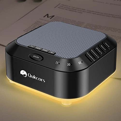 Image of Qukcors White Noise Machine, Sleep Sound Machine with 28 Soothing Sounds, Sound Machine with Auto-Off Timer, Memory Function & Night Light for Sleeping, Sound Therapy for Baby, Kids and Adults