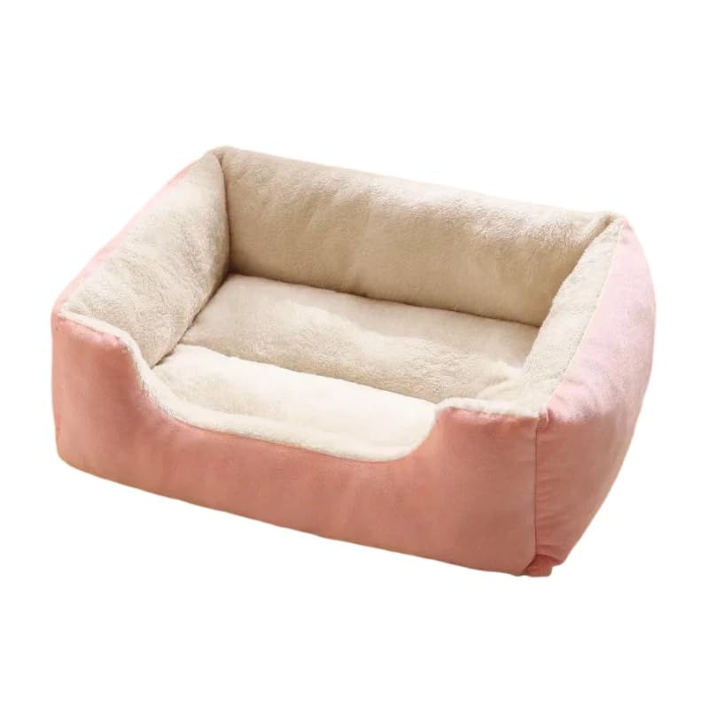 Mateju Plush Pet Bed Rectangle, Comfortable Fluffy Pet Cushion Warm Thick Warm Soft Plush Dog Cat Bed for Indoor Calming Puppy Kitten Petbed, for Small Medium (Pink,XL-70 * 50 * 15cm)