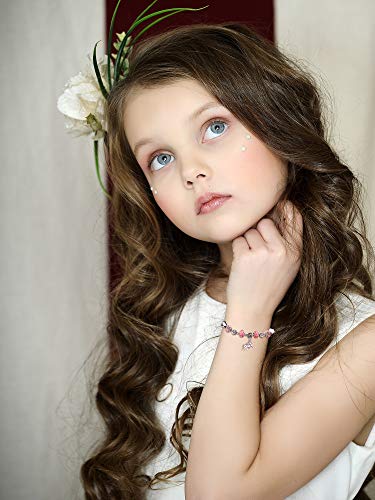 Zhanmai Unicorn Sparkly Crystal Charm Bracelet Bangle With Gift Box Set For Girl Lady (Pink, 14 Cm/ 5.5 Inch) #TOP5