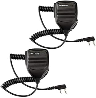 Retevis Handheld Speaker, Remote Speaker Mic, 2 Pin Two Way Radio Mic, Compatible with Walkie Talkie Retevis RT24 RT28 RT27 Baofeng BF-888S UV-5R KENWOOD WOUXUN HYT TYT (2 Pcs)