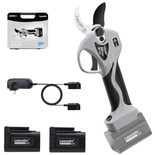 Laecabv 32mm Forbici Potatura a Batteria, Forbici Potatura Elettriche con 2 Batterie di Litio da 2.5Ah, Forbice Potatura del Pesco Albicocco, Prugna, mandarlo, ulivo, Giardinaggio