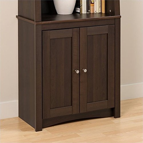 Prepac Espresso Tall Slant-Back Bookcase With 2 Shaker Doors #TOP4