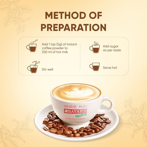Image of Bayar's Coffee Instant Coffee Powder 200g | Authentic Blend with 70% Coffee & 30% Chicory | Freshly Slow Roasted for Rich Aroma & Taste
