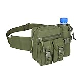 【ESTRUCTURA】 1 bolsa principal con cremallera con bolsa interior, 1 bolsillo de parche con cremallera, 2 bolsillos delanteros con hebilla, 1 bolsa para botella de agua desmontable (puede contener una botella de agua de 550 ml). La bolsa de la botella de agua se puede quitar fácilmente si no es necesario; El cinturón de cintura ajustable es conveniente para usted o su familia para ajustar diferentes circunferencias de cintura, no es fácil de quitar, no estrangula la cintura.