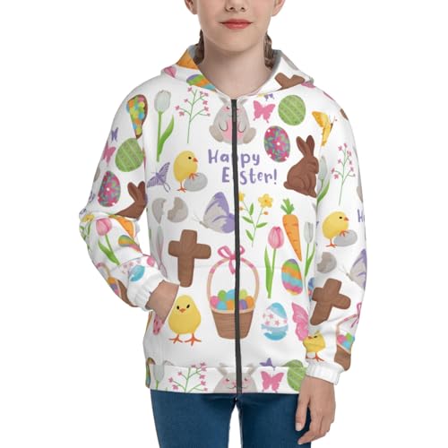 Happy Easter1 Kid Hoodies Boys Zip Up Sweatshirts Girls Pullover with Pocket3