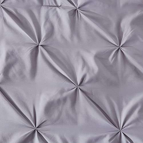 Nexhome Queen Comforter Sets Pintuck Gray Comforter Set Soft Pinch Pleat Microfiber Lightweight Down Alternative All Season 3 Pieces Bedding Comforters & Sets（1 Comforter 2 Pillow Shams） #TOP5