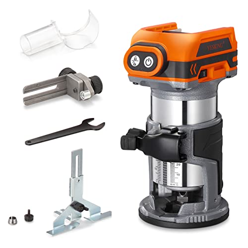 YESKING Compact Router Cordless Brushless Fixed Base Trim Router 18V Lithium Ion (Battery Not Included – Tool Only)