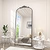 SMIROR Black Arched Full Length Mirror 71×32 Baroque Inspired Vintage Body Mirror for Wall Ornate Floor Mirror for Dressing Shatter Proof and Anti Rust
